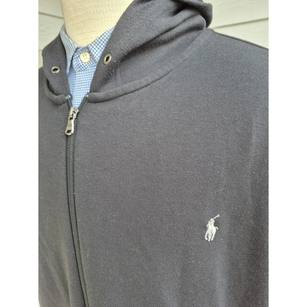 Polo‎ Ralph Lauren Mens Full Zip Hoodie Black Pony Logo Sweatshirt 4XB RARE